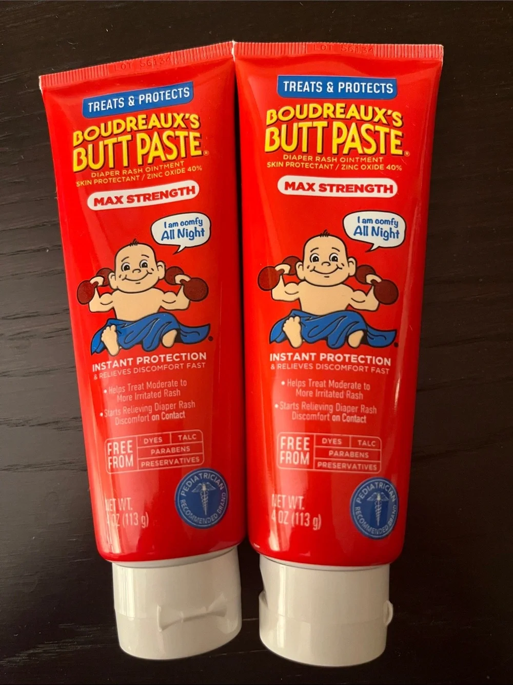 Butt Paste Max Strength Diaper Rash Ointment - 2 tubes of 4 oz